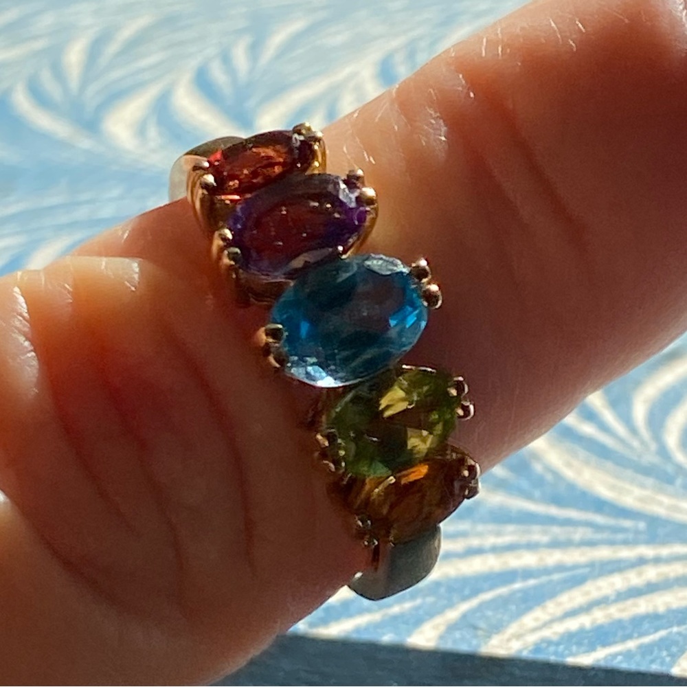 Multicolor Gemstone Gold Ring - Picture 3 of 12